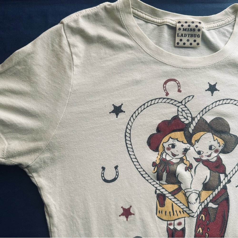 Miss Ladybug western boy & girl cute fitted tee t-shirt cowboy cowgirl love M - Picture 4 of 6